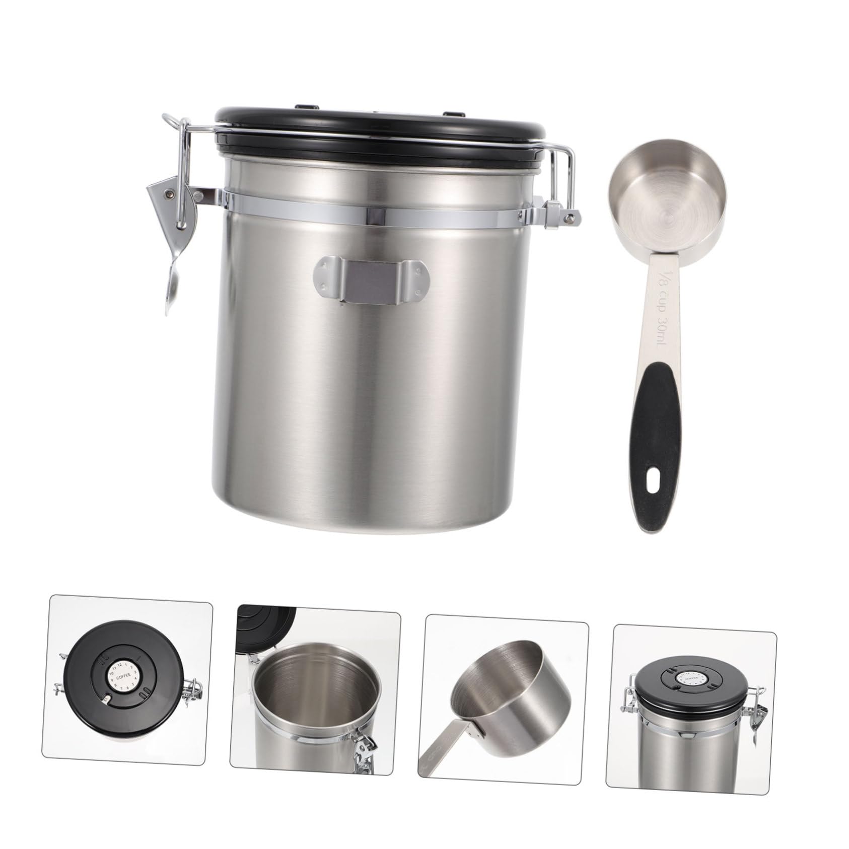 Ciieeo 2 Stk Kaffeebohne luftdichte Dose Behälter Teebeutel-Schubladen-Organizer Korb coffee beans container kaffeedose vakuum verschlossenes Glas Kaffeebohnenglas Edelstahl 304 Silver