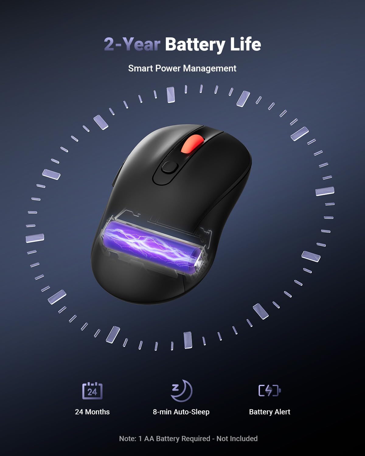 Mouse wireless USB per computer portatile, PC, Mac, mouse senza fili da 2,4 GHz con 6 pulsanti, regolabile a 5 livelli 4000 DPI, mouse ottico portatile ergonomico per computer, durata della batteria