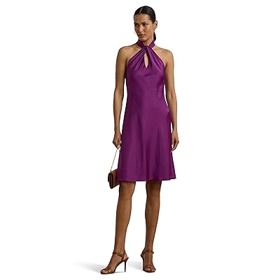 Lauren Ralph Lauren Charmeuse Halter Cocktail Dress Women