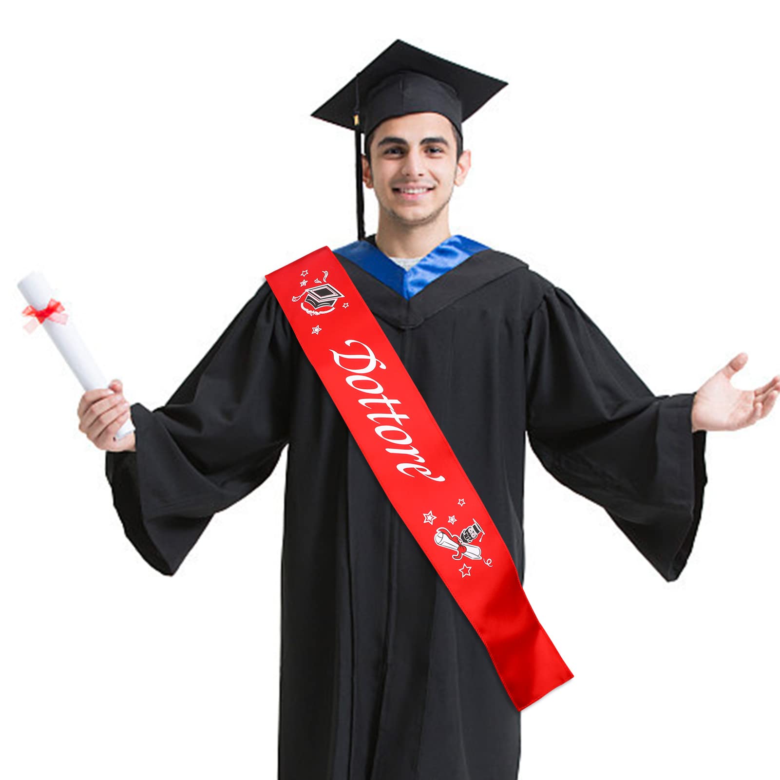 Fascia Laurea Dottoressa DPKOW - Corona Alloro Rossa, Accessorio Per Cerimonia, Regalo Di Laurea