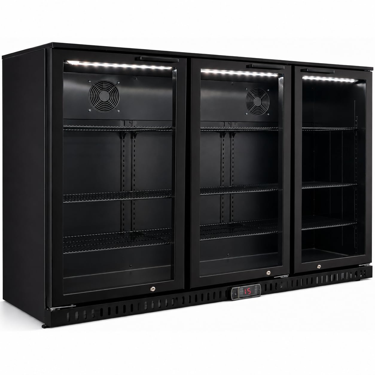 Générique Posteriore Bar Refrigerato - 3 Porte Vetrate Battenti - 328 L - Temperatura da 2°C a 8°C - Illuminazione LED - Sbrinamento automatico - Ideale per bar e ristoranti