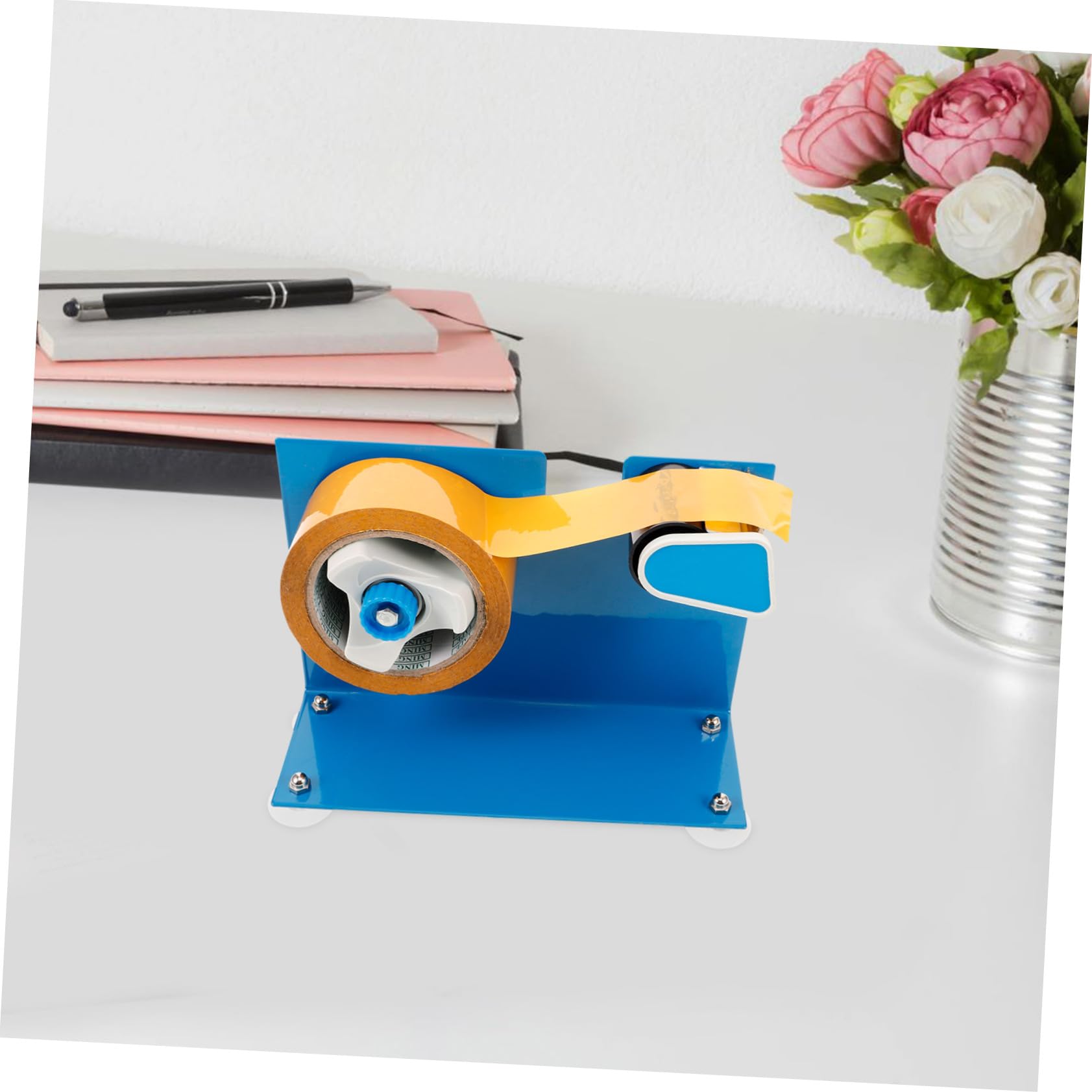 Distributore di Nastro Adesivo Portatile in Ferro Compatibile con Nastro da Imballaggio Fino con Taglierina Integrata e Base Ventosa per Uso Ufficio Magazzino e Domestico