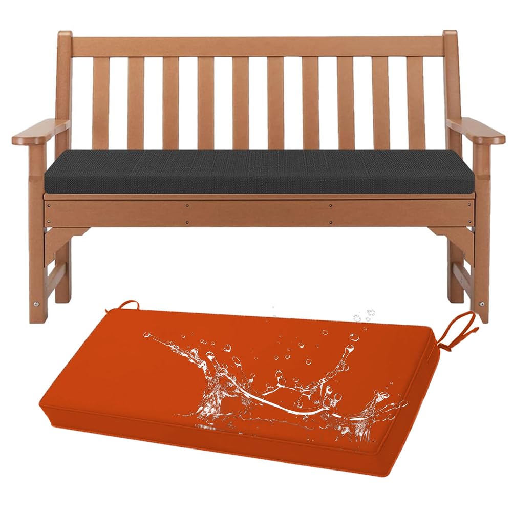 Coussin de banc avec passepoil haut de gamme imperméable 120 x 60 x 8 cm