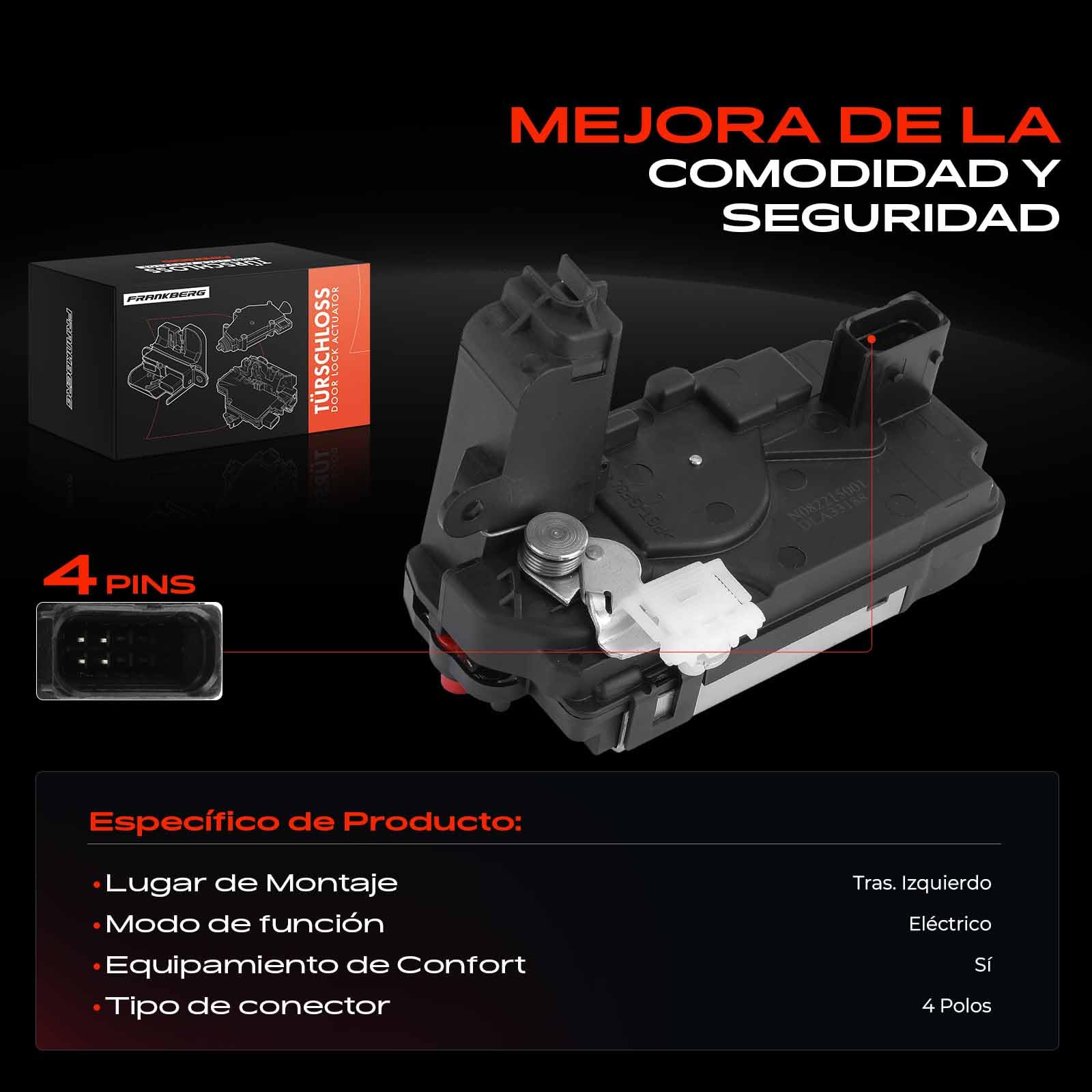 Frankberg Actuador de cerradura de puerta trasera izquierda 13210738 | Compatible con: Astra H A04, Zafira B Furgoneta/Monovolumen A05, Caravana Astra H A04, Astra H Berlina A04