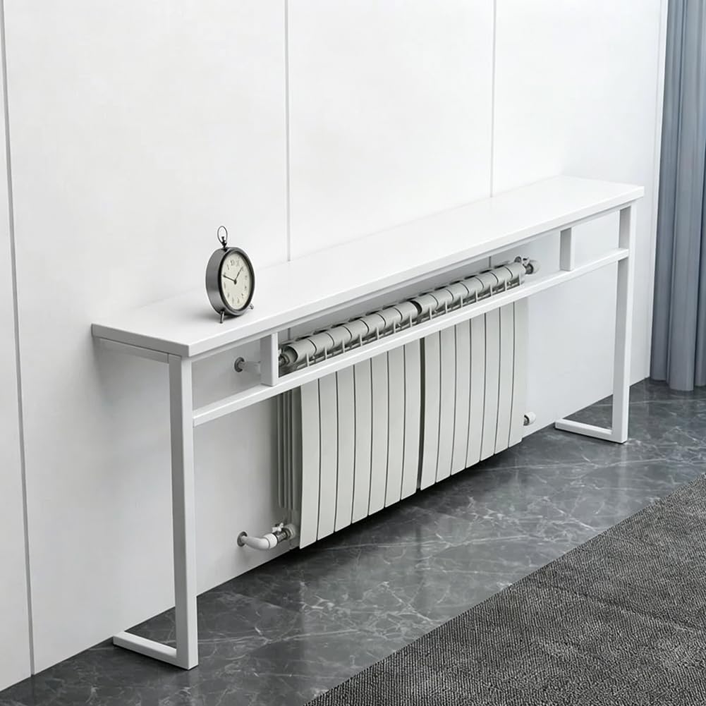 PA-DABAOO Narrow Console Entry Table,Long Storage Tabletop with Metal Frame, Behind Sofa Console Table with Reinforced Crossbars,Skinny Decorative Heating Shelf for Home,180CM
