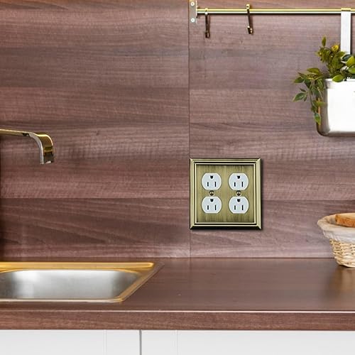 Vista 36 de Adler - Placa de pared de metal para interruptor de luz dúplex de palanca/dúplex, paquete de 2 unidades de latón antiguo, cubierta de salida