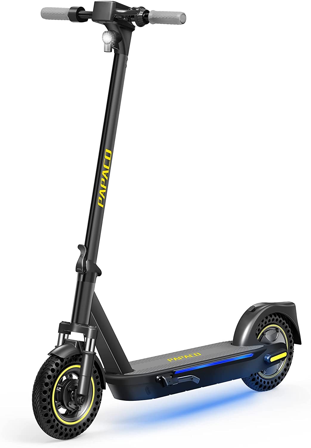 Electric Scooter for Adults, Papaco Outdoor 19MPH 28 Miles Range 350W Brushless Motor 10'' Honeycomb Solid Tires Foldable and Portable Electric Scooters with Shock Absorption for Adults Commuters