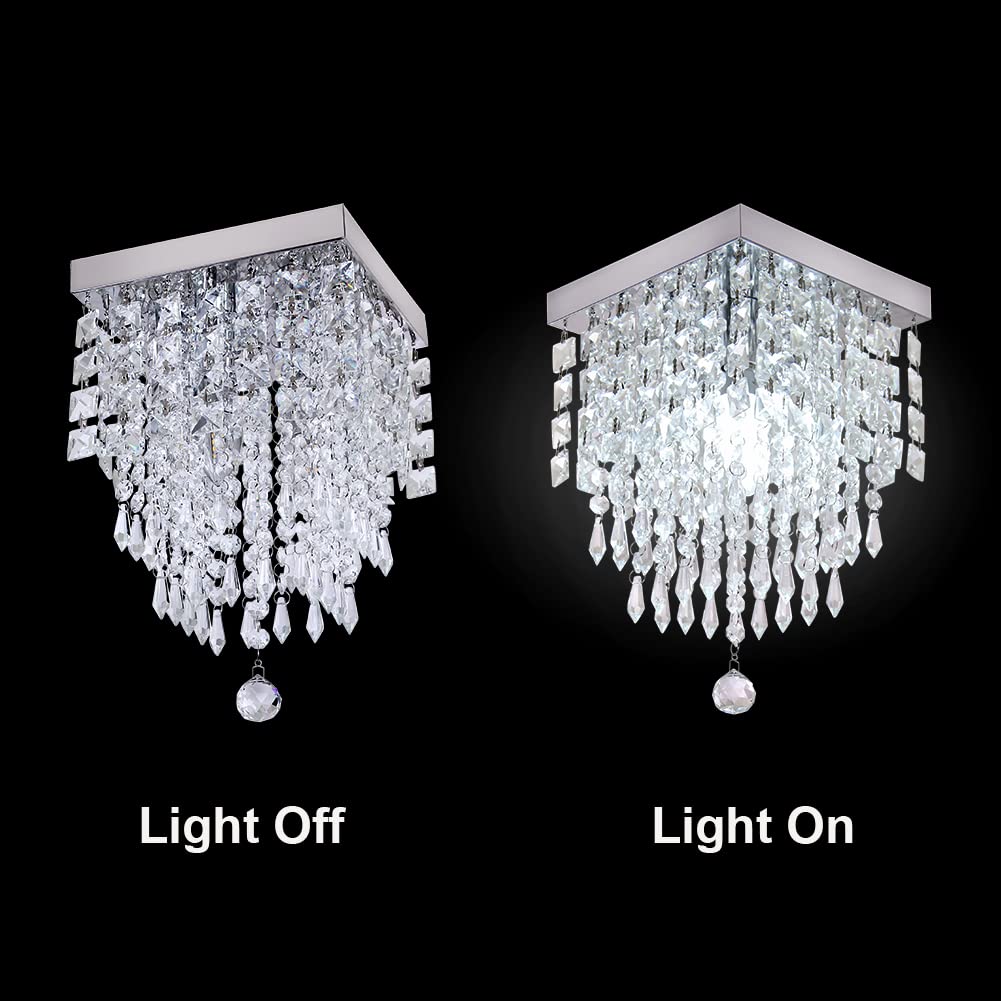 FRIXCHUR Lampadario di cristallo da incasso plafoniera montaggio luci del corridoio plafoniera moderna lampadari di cristallo goccia di pioggia per camera da letto sala da pranzo cucina base E14