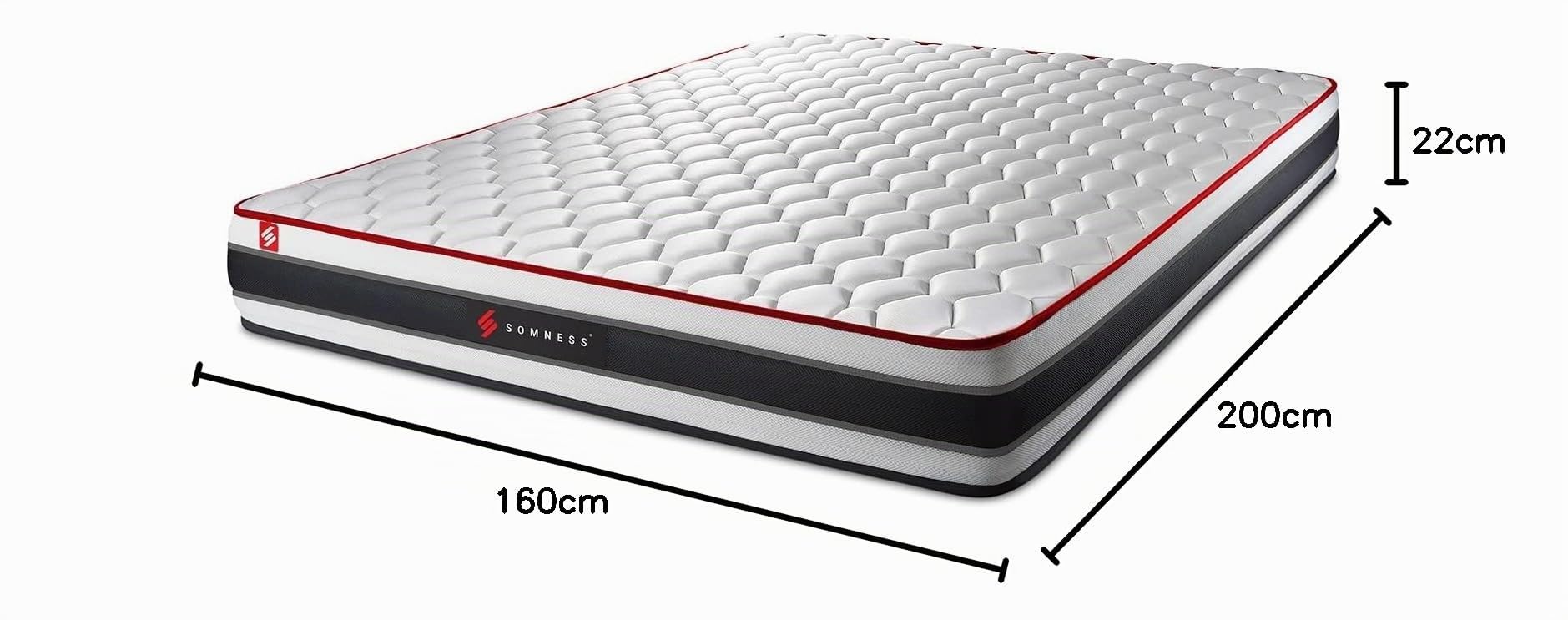 Ensemble Double sommier + Matelas Energy Ressorts ensachés et mémoire de Forme 160x200 | Epaisseur : 22 cm | Confort : Ferme