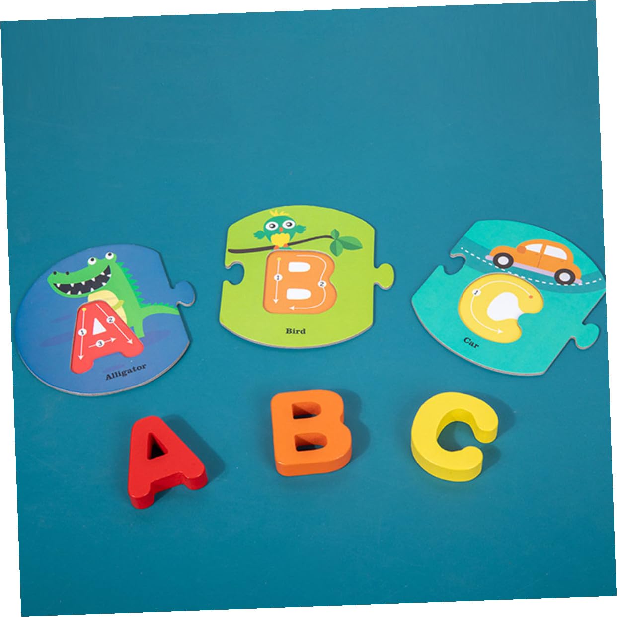 Educativo de Madera para Tarjetas de Letras Inglesas Rompecabezas Seguro y Pulido para Aprendizaje del Abecedario y Desarrollo de Inteligencia Preescolares
