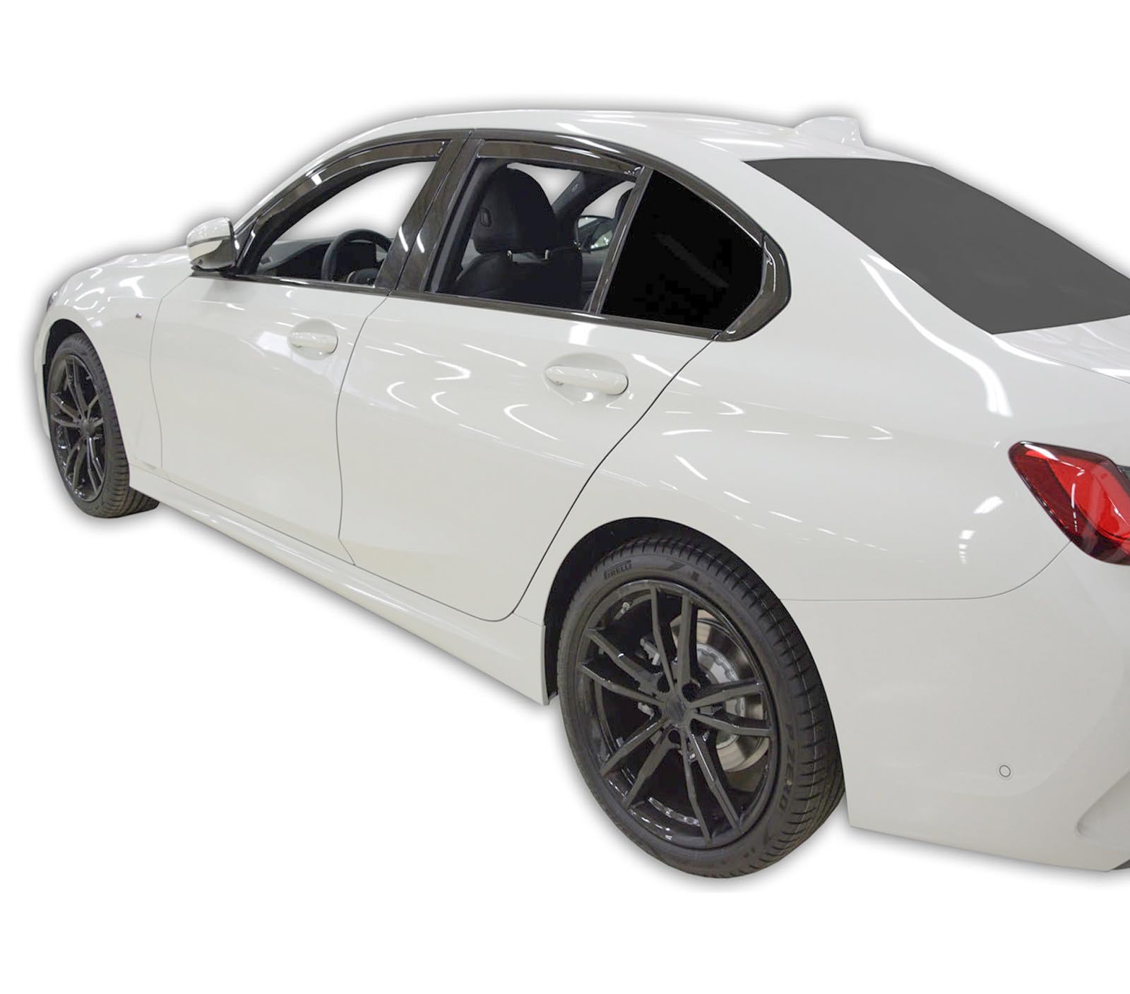 J&J AUTOMOTIVE GP Windabweiser passend für BMW 3 Series G20 / G21 4/5-Türer ab 2018 4tlg, Vorne und Hinten Regenabweiser Passform Getönt Schwarz