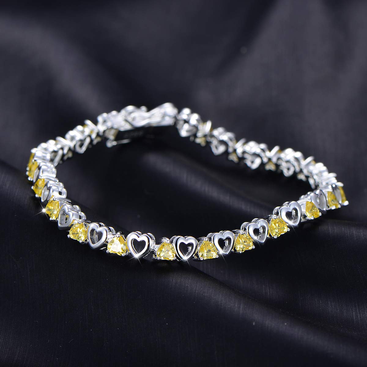 Bracciale da donna in argento S925, con zirconi gialli, bracciale con cristalli, per donne e ragazze