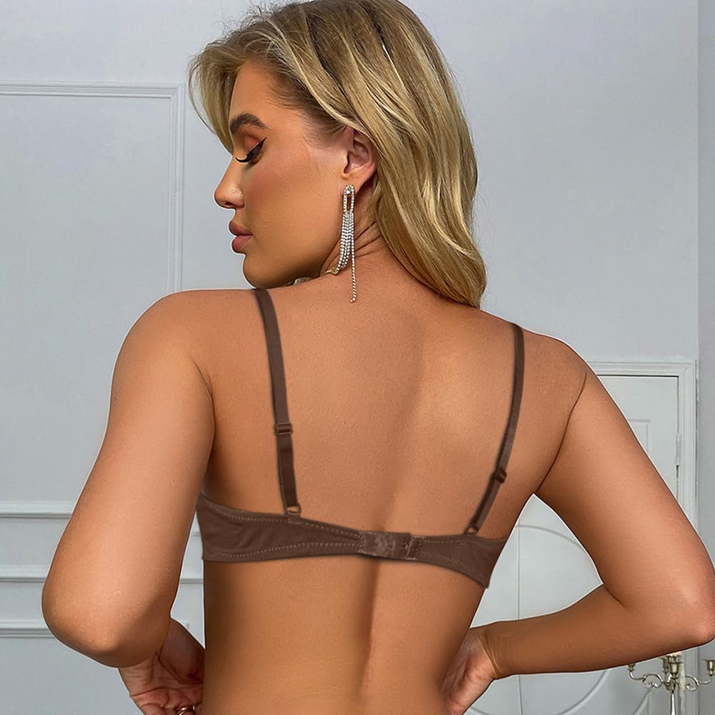 Varsbaby Women's Cotton Bralette Seamless Wireless Bra - Soft Unlined Comfort Bra for Sleeping, Everyday Wear(D330BM-Black+Gray+Coffee-L) - Image 2