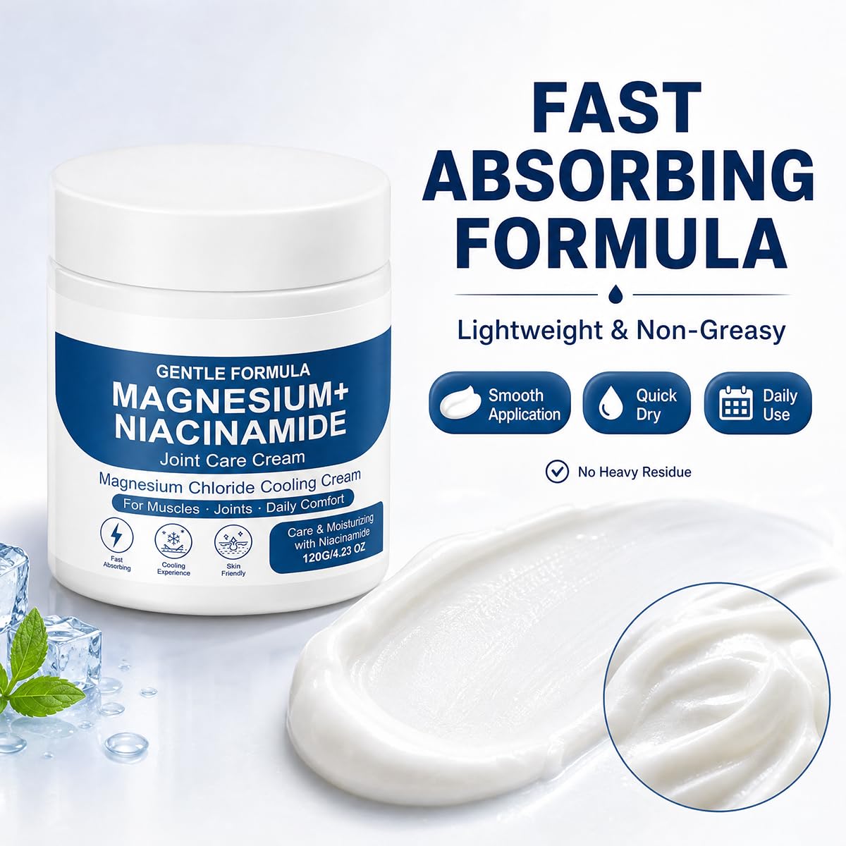 Magnesium Niacinamide Relief Cream, Cooling Body Cream, Fast Absorbing — Amazon image 4