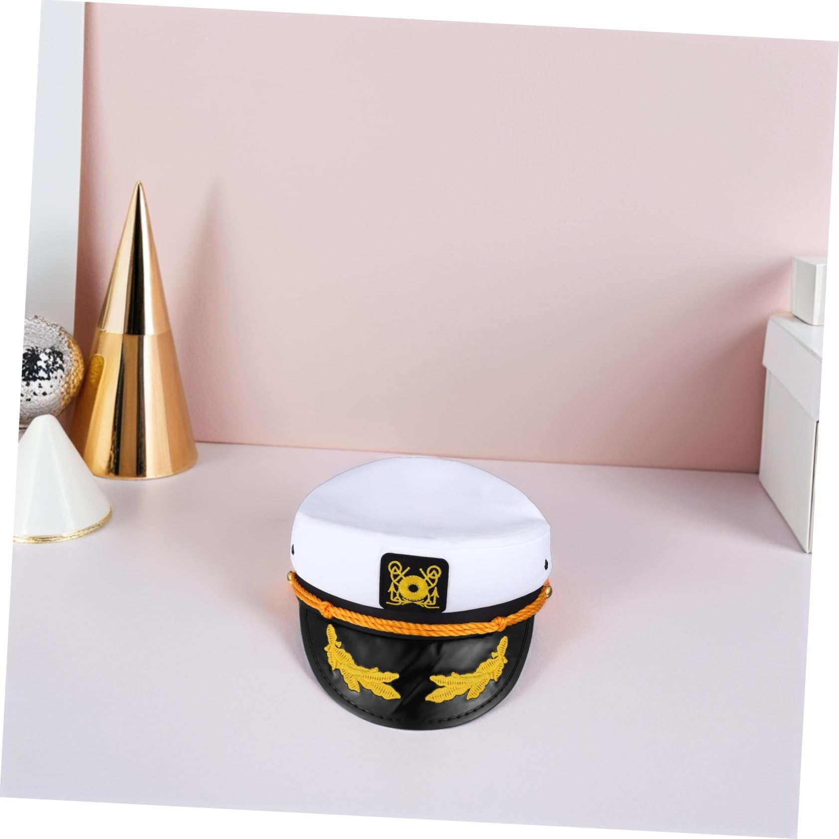 FRCOLOR 4pezzi Cappello da Capitano Nautico Regolabile Cappello da Capitano di Yacht Bianco Berretto da Marinaio da Ammiraglio per Eventi Tema e Feste