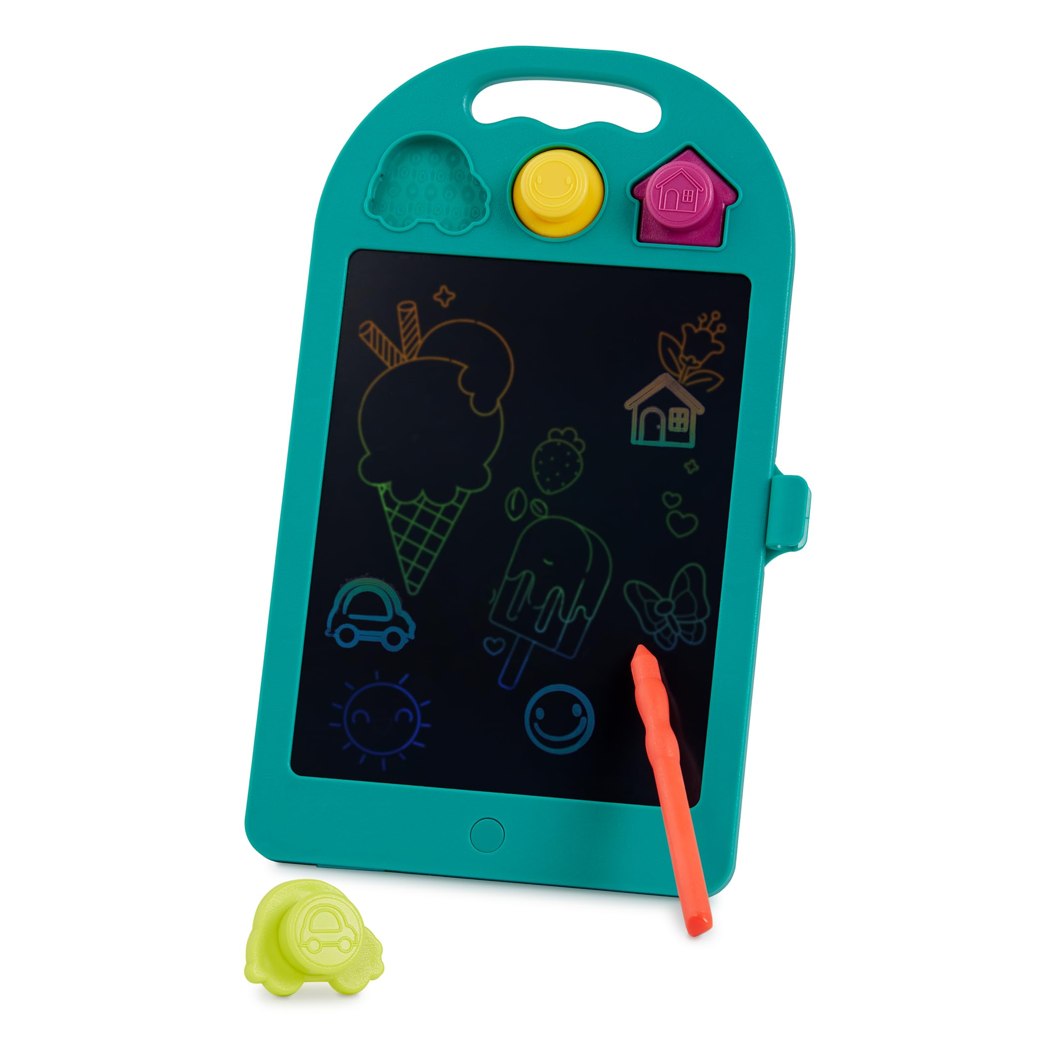 B. toysLCD Drawing Tablet & Pen – One – Click Erase & Double – Tip Stylus – Endless Drawing & Coloring – Fun Stamps & Color – Changing Surface – 3+ Years– Rainbow Doodler