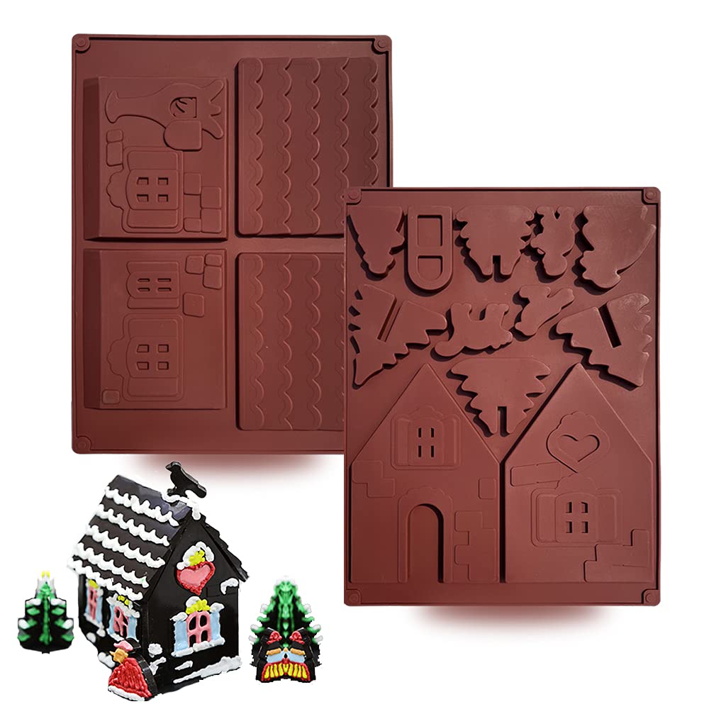 Pack Gingerbread House Molds 3d Christmas Silicone Fondant Mold