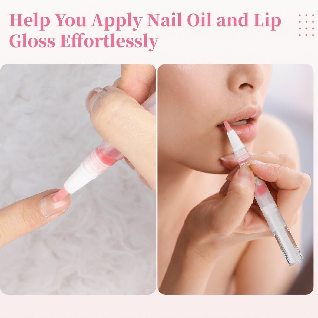 100PCS Empty Cuticle Oil Pen Refillable Transparent Twist Pens 3ml, Empty Nail Oil Pen with Brush Tip, Eyelash Growth Liquid Tube, Cosmetic Lip Gloss Container Applicators