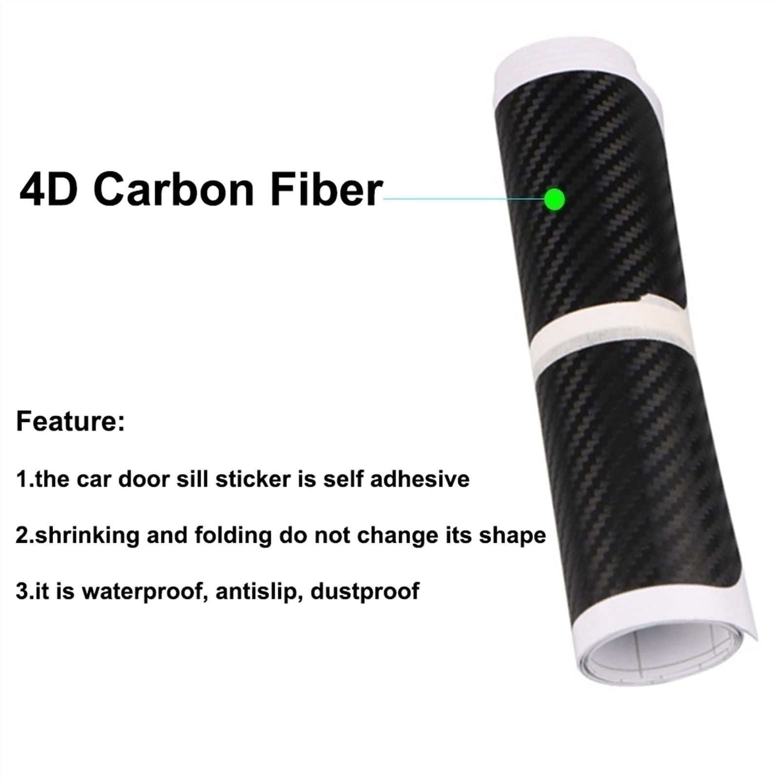 4 Pezzi Auto Fibra di Carbonio Battitacco per Peu-geot 206, Battitacco Prevenire L'Usura AntiGraffio Auto Styling Accessori
