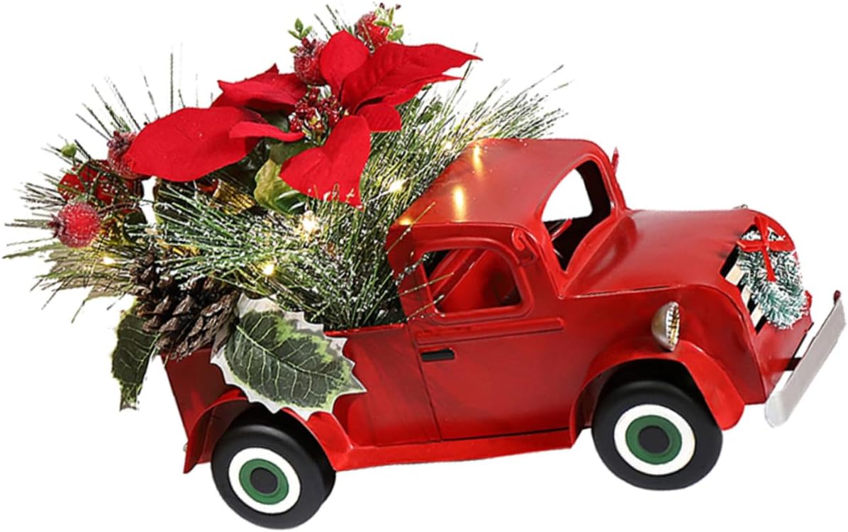 Red Truck Model Ornament Iron Car Ornament for Decorative Truck Model Decor