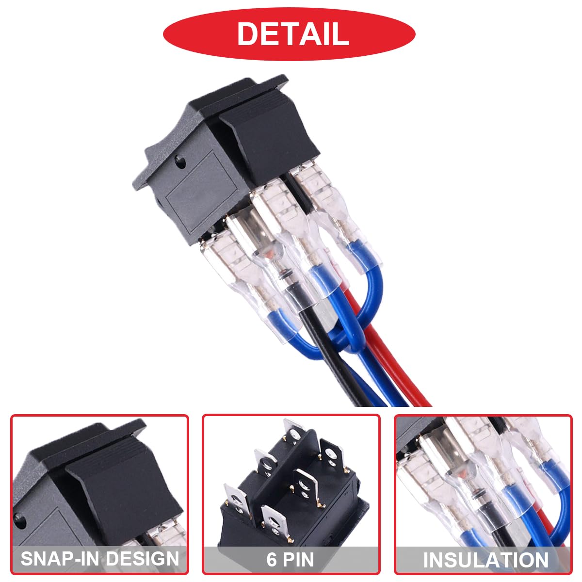 3 szt. DC 20 A 12 V automatyczna blokada silnika przełącznik kołyskowy DPDT 6Pin 3 pozycje ON/Off/ON czarny przełącznik dźwigienkowy 16 A 250 V AC/20 A 125 V AC z przewodami rozruchowymi do