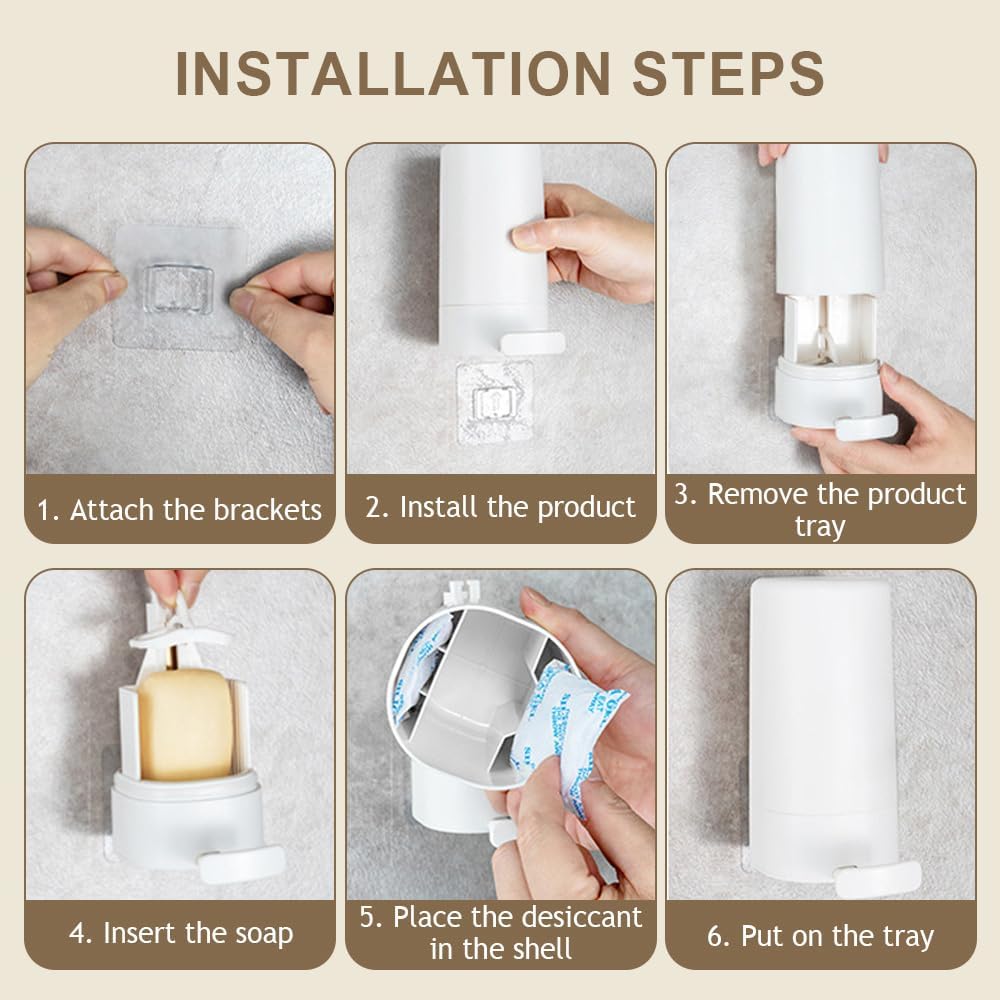 2025 New Soap Grinder, Upgrade Wall Mounted Bar Soap Grinder Waterproof Soap Grinding Box, Creative No Drilling Leakproof Bar Soap Shaver Dispenser for Bathroom and Kitchen (2)