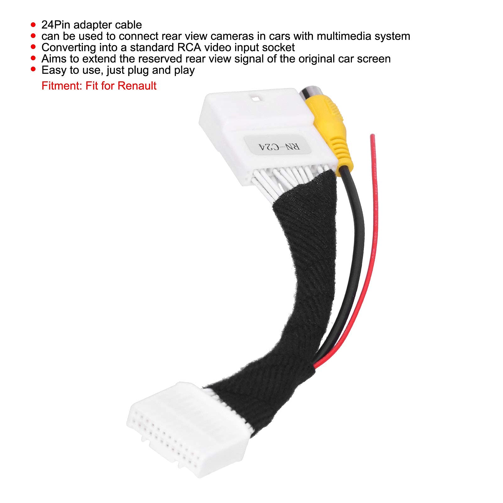 24-pinowy adapter do kamery cofania, odwrócony kabel połączeniowy do kamery parkingowej Kabel adapterowy odpowiednie okablowanie liniowe