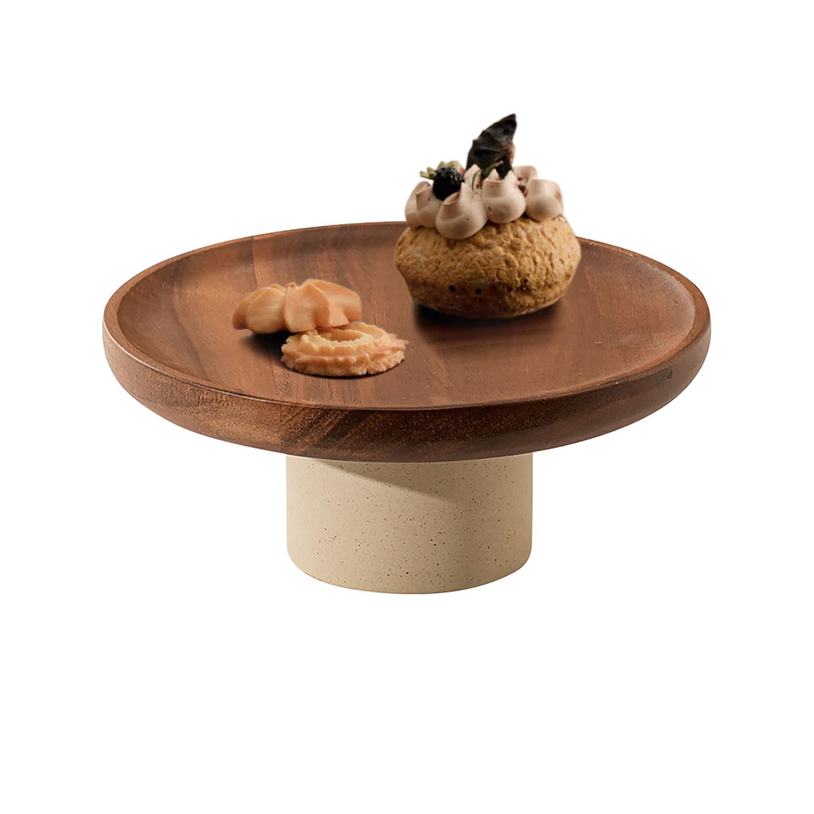 Xjdzineq Modern Serving Tray with Unbreakable Dome Top for Parties, Bakery Showcases Wood and Glass Cake Stand