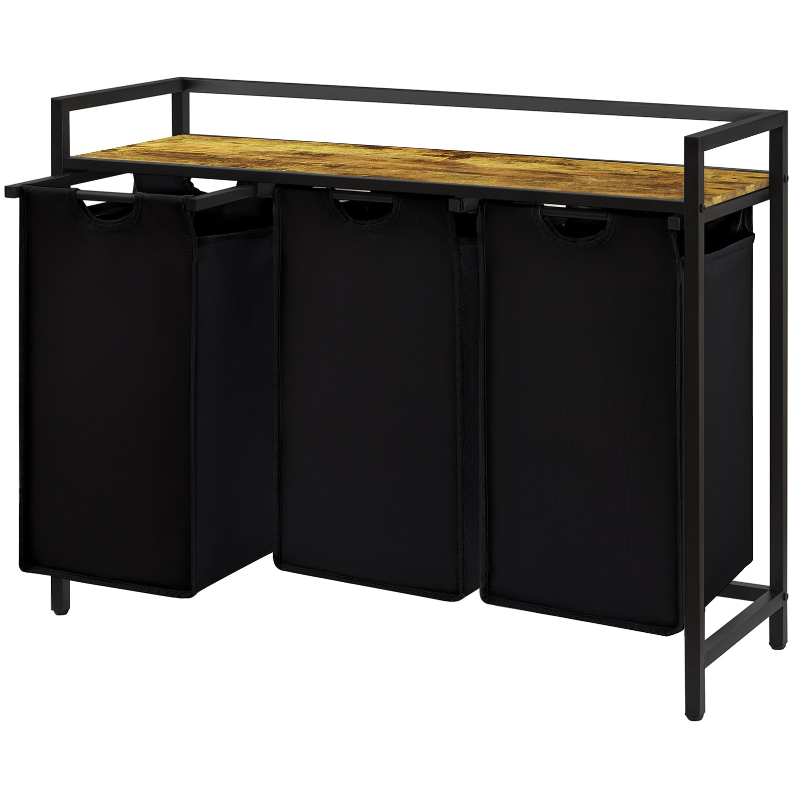 Lifewit Laundry Hamper 3 Section, 120L Pull out Laundry Clothes Basket Organizer with Large Top Shelf and 3 Removable Bags and Handles, Laundry Sorter for Laundry Room Bedroom Bathroom Dorm, Black