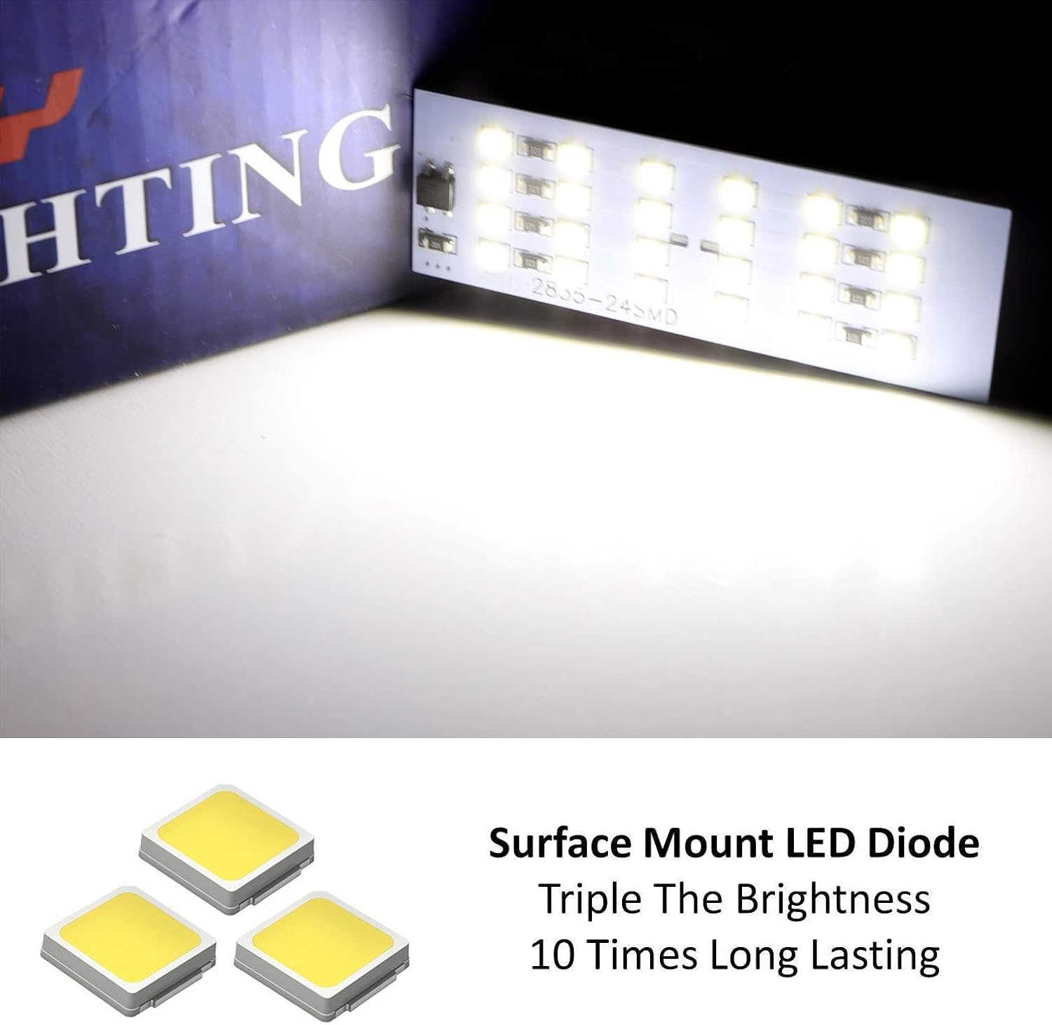 iJDMTOY 48-SMD Super Bright Xenon White LED Trunk Liftgate Deck Cargo Area Lamp Fit Full LED Circuit Board Panels, Compatible With Toyota 2010-2022 4Runner (N280)