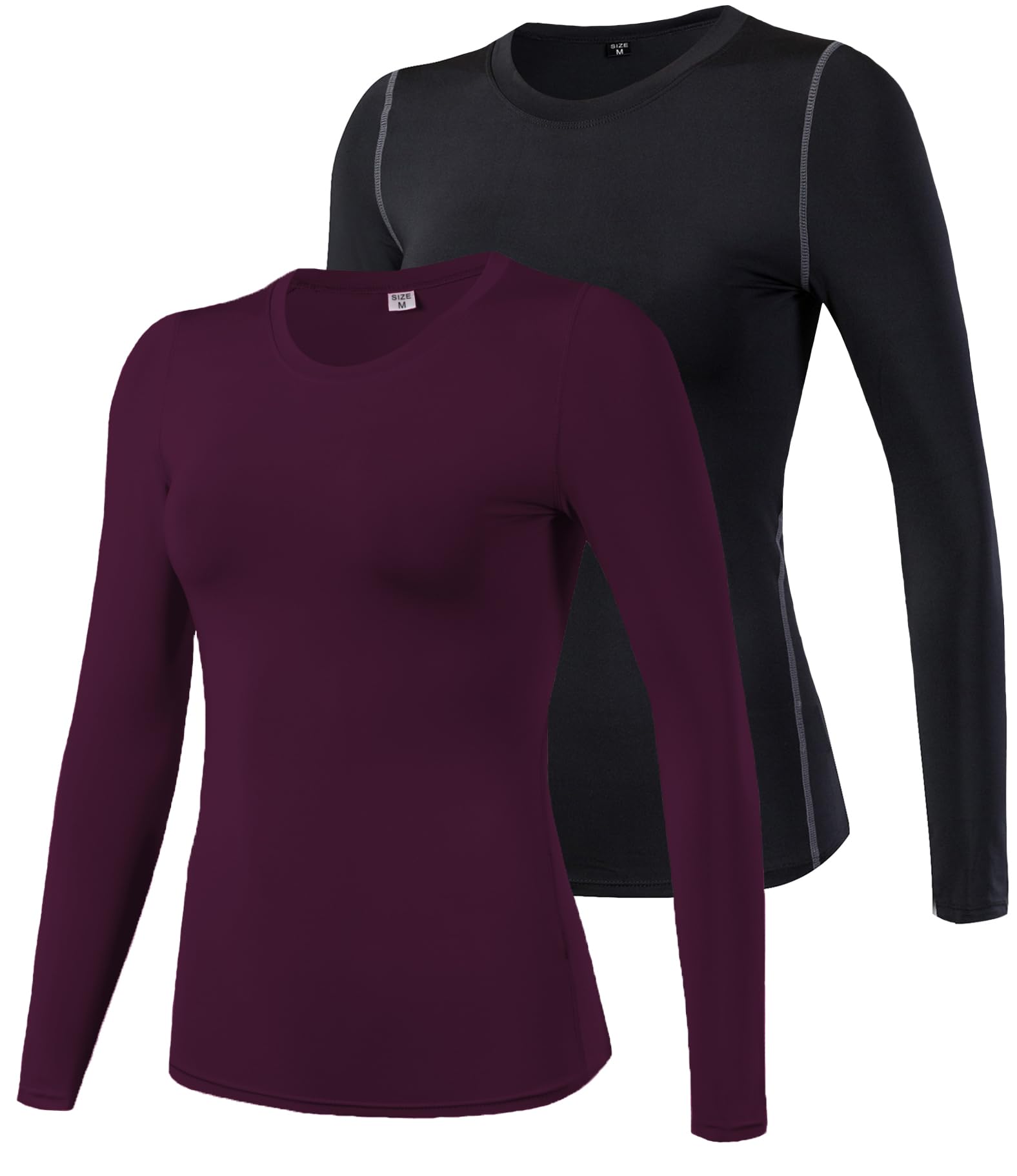2/3 Pack Women's Long Sleeve Shirts UPF 50+ Sun Protection Compression Shirts Dry-Fit Athletic T-Shirts Gym Running Tops
