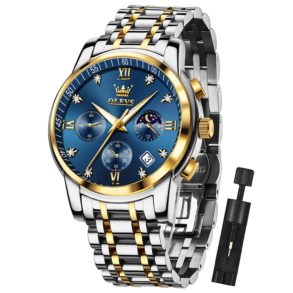 OLEVSMen's Golden Automatic Mechanical Watch Stainless Steel Bezel Luminous Waterproof Luxury Watches