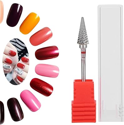 Nail Drill Bits, Tungsten Steel Nail Art Manicure Drill Bits, Electric Pedicure Manicure Grinding Head, Portable Nail Drill Cone Drill Bits For Nails(Red)