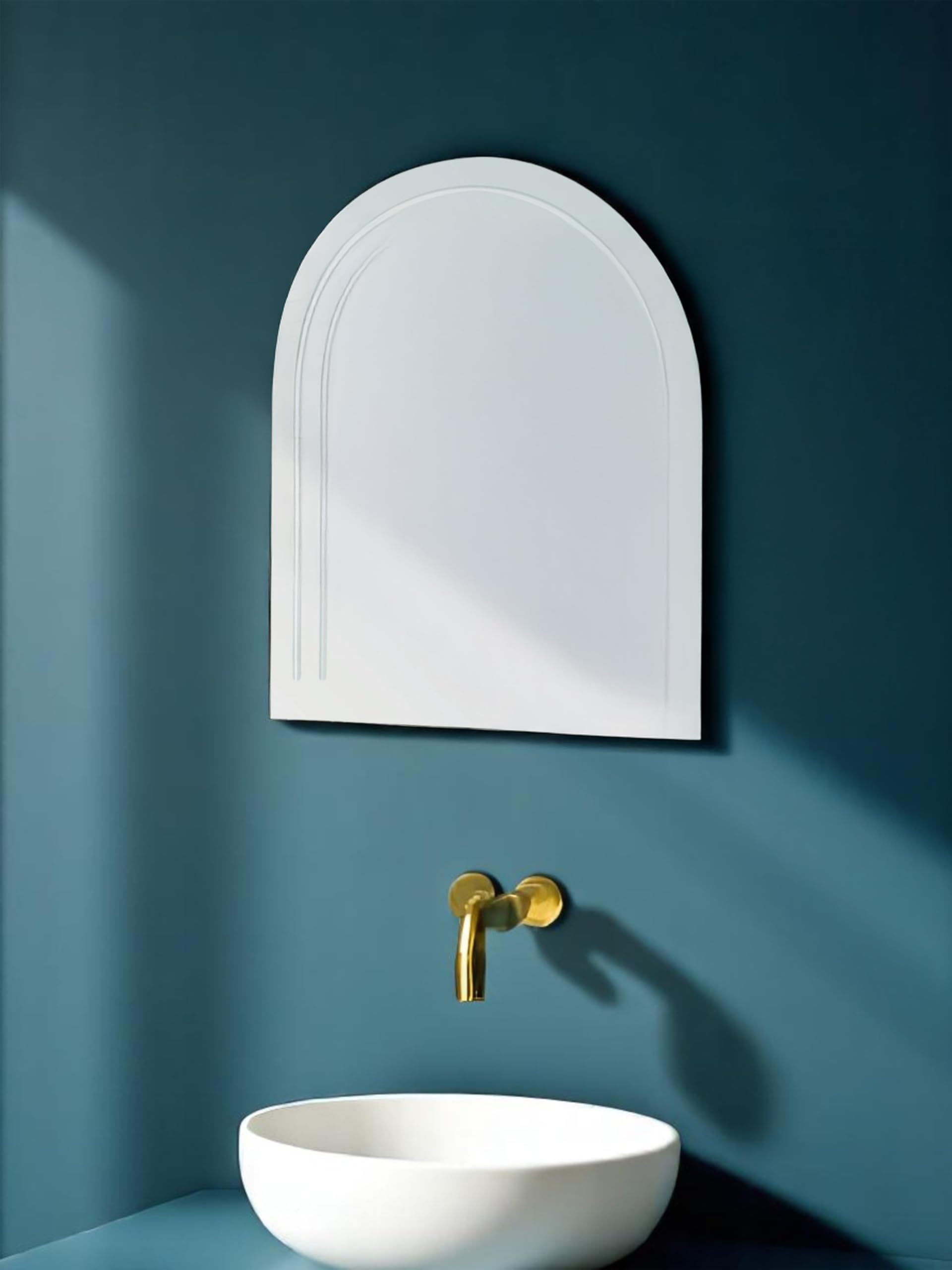 Showerdrape Soho Diamond Cut Arched Frameless Bathroom Mirror - Silver