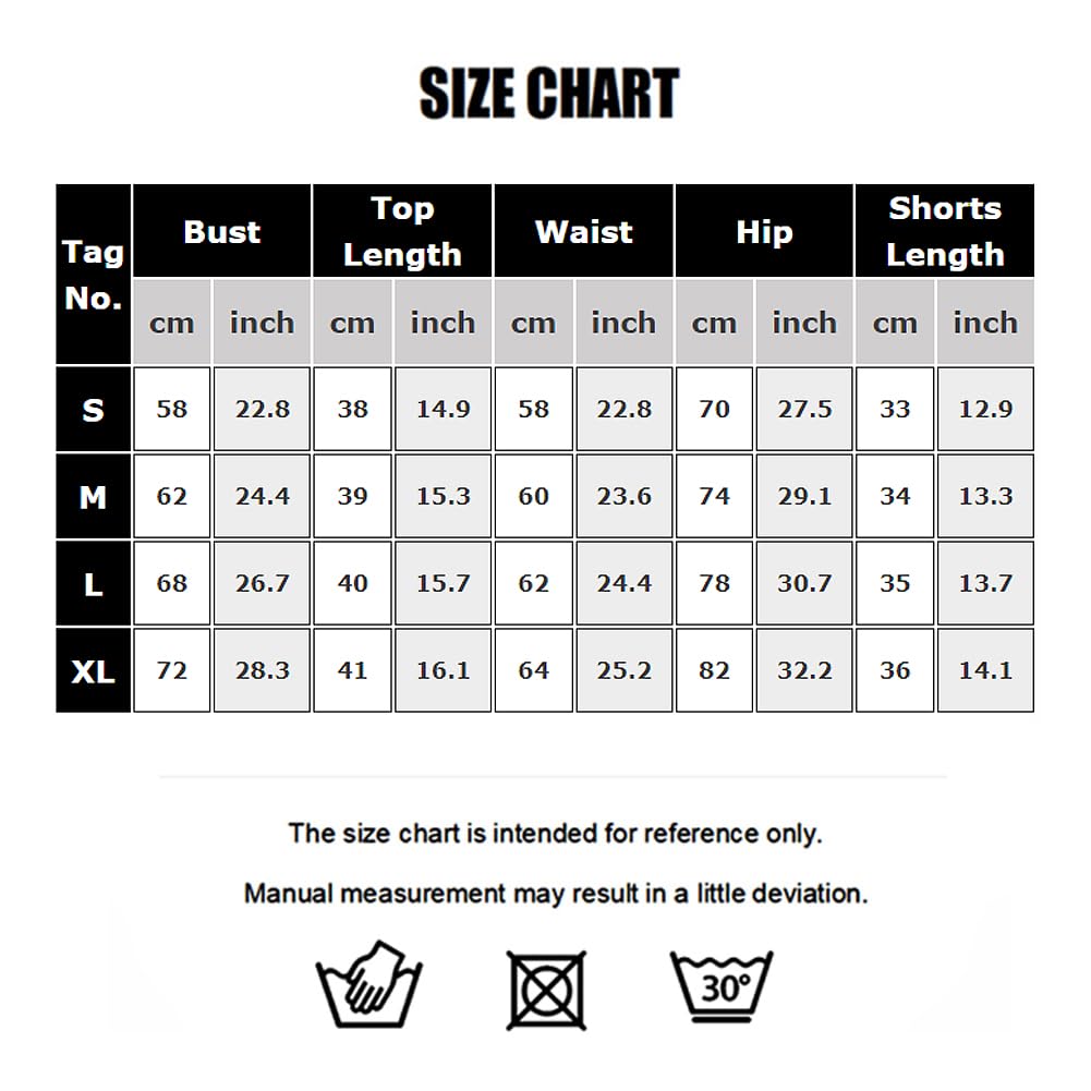 Odizli Sport Set Damen Kurz Neckholder V-Ausschnitt BH Top + High Waist Shorts Gym Fitness Outfit