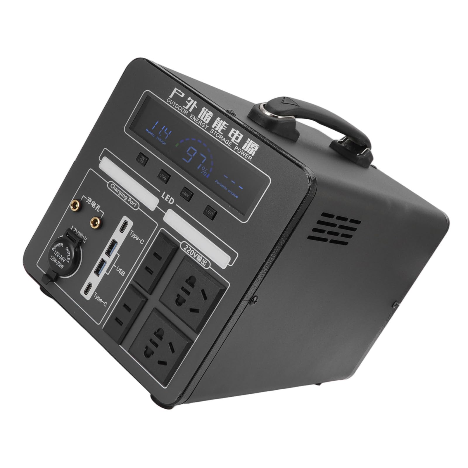 Generador Solar 600W, Estación de Energía Portátil 120000mAh 480Wh LiFePO4 con Inversor de Onda Sinusoidal Pura para Camping Al Aire Libre, Viaje por Carretera