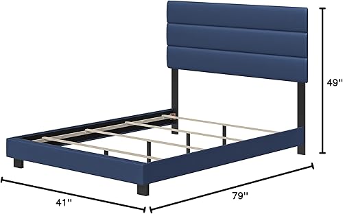 Miniatura 108 de Boyd Sleep Milan - Marco de cama de lino negro con plataforma totalmente tapizada con cabecero ajustable, base o somier calificado para su uso Negro