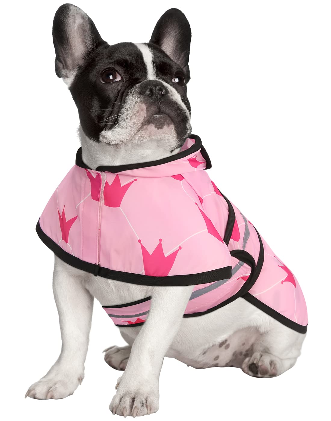 HDE - Chaqueta impermeable reflectante ajustable con capucha para mascotas, chubasquero con agujero para correa, para perros pequeños a extragrandes, diseño de princesas, talla S