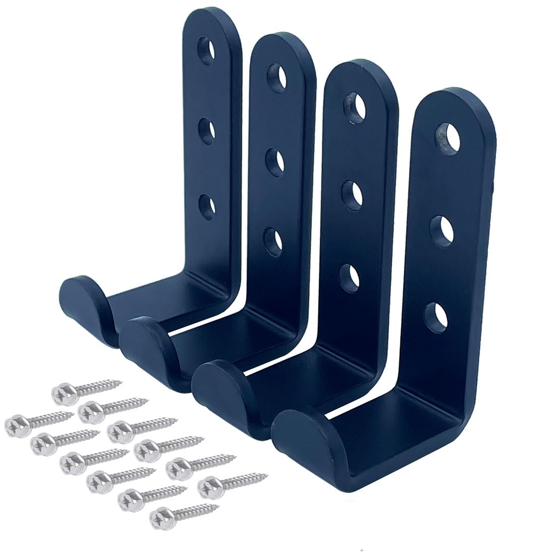 4 Pcs Heavy Duty Steel Wall J Hooks for Hanging,Garage Storage Utility Hooks Garden Tool Organizer, Wall Mount Hooks, Small U Hooks,Black (M)