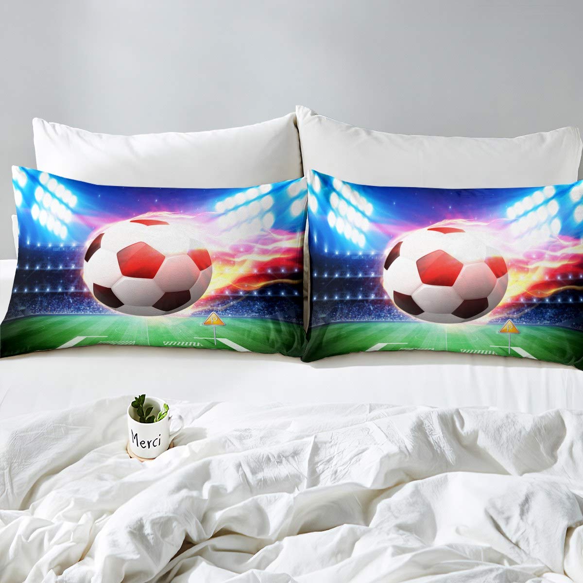 Set di lenzuola con pallone da calcio in 3D America