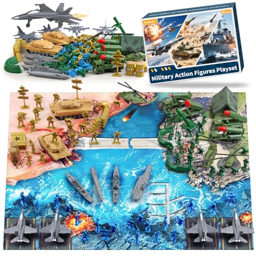 Kaelinda Army Men Action Figures, Army Toys for Boys Age 4-7 6-8 8-12, Toy Soldiers Playset Including Military Action Figures, Battle Mat & Weapon...