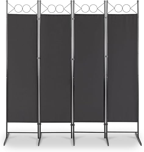 Divisor de pared de 6 pies, 4 paneles, divisor de pantalla de habitación plegable para interiores, pantalla de división portátil con marco de acero