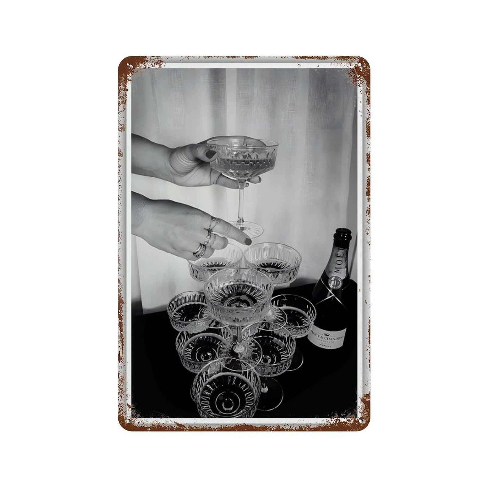 xiaoxiaoshen Vintage Champagne Wall Decor Art Metal Tin Poster Modern Home Decor Art Home Bar Shop Decorations Vintage Sign 30x20cm