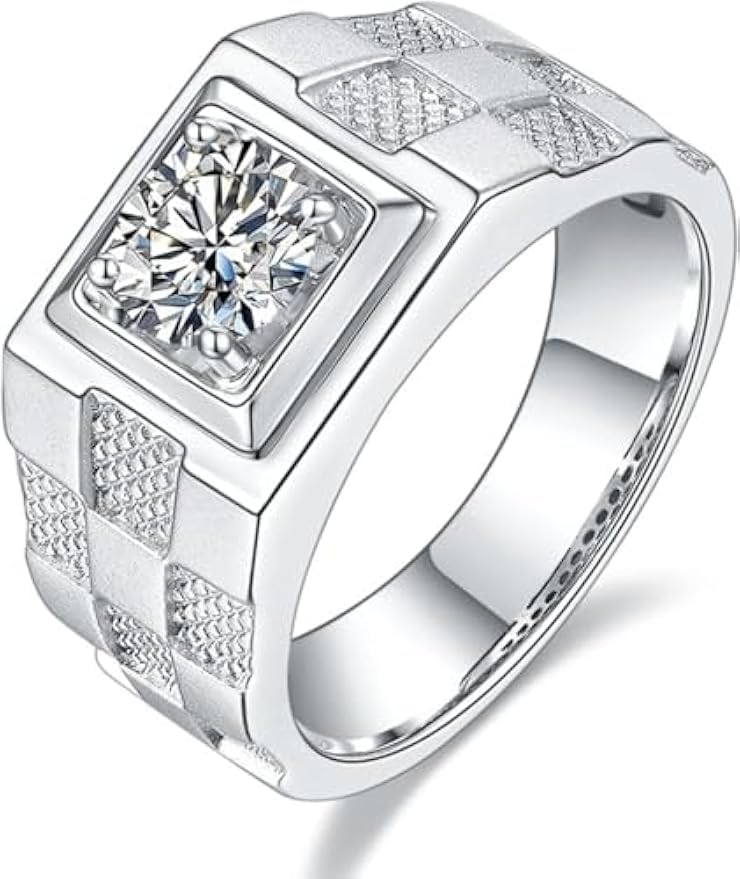 Bague moissanite homme alliance chic élégance quotidienne argent