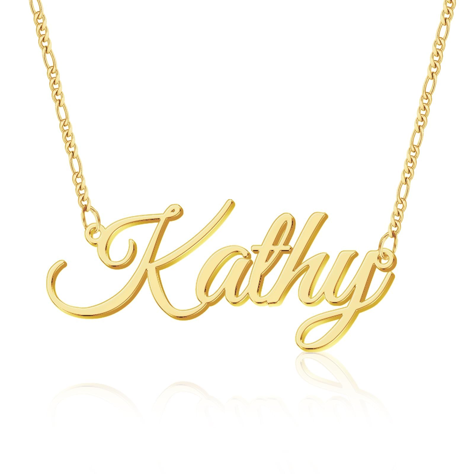 Custom Name Necklace, 18K Gold Plated Nameplate Personalized Jewelry Gift for Women