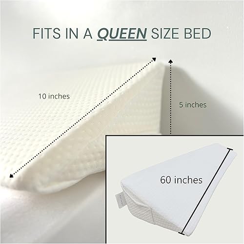 Miniatura 6 de Almohada de cuña para cama, se adapta a Queen o King (60 x 11.5 x 10 pulgadas), cuña de colchón multiusos y relleno de espacio de cama, cuña