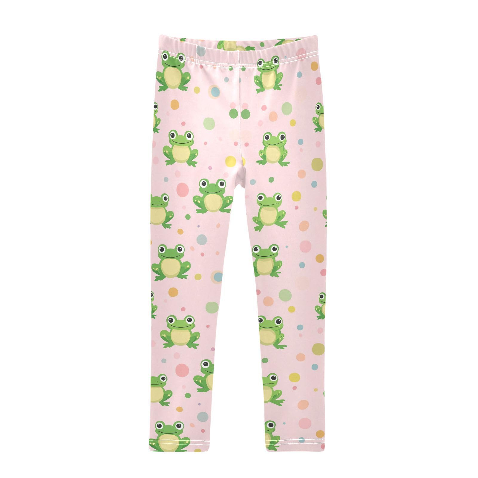 Wusikd Green Frogs Girls' Leggings Toddler Doodles Cute Kids Yoga Pants Dance Active Tights 4T