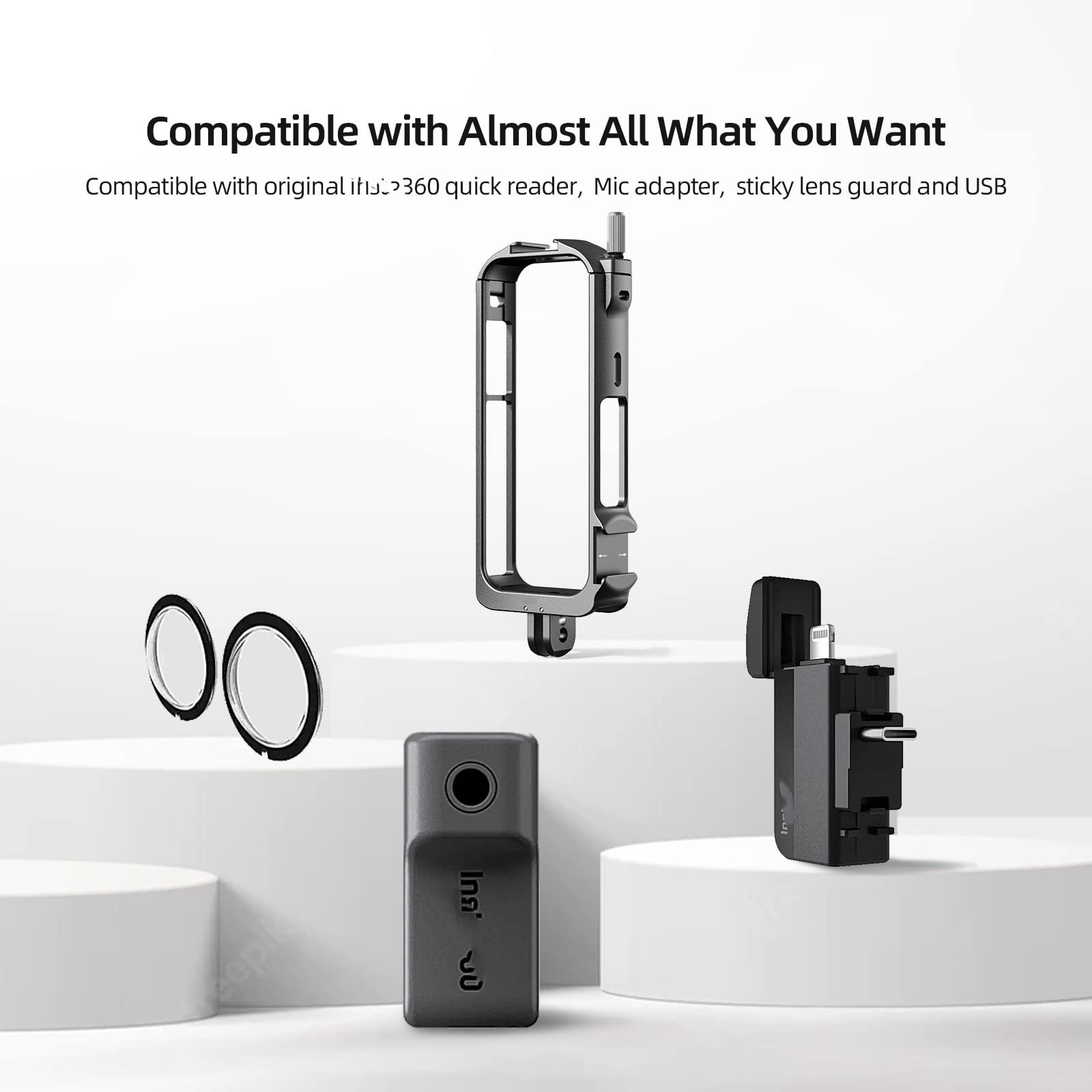 Wielofunkcyjna ramka Insta360 X3 One X3 Metalowa klatka na aparat + osłona obiektywu Vlogging etui ochronne mocowanie wspornika 1/4" uniwersalne 2 zimne buty