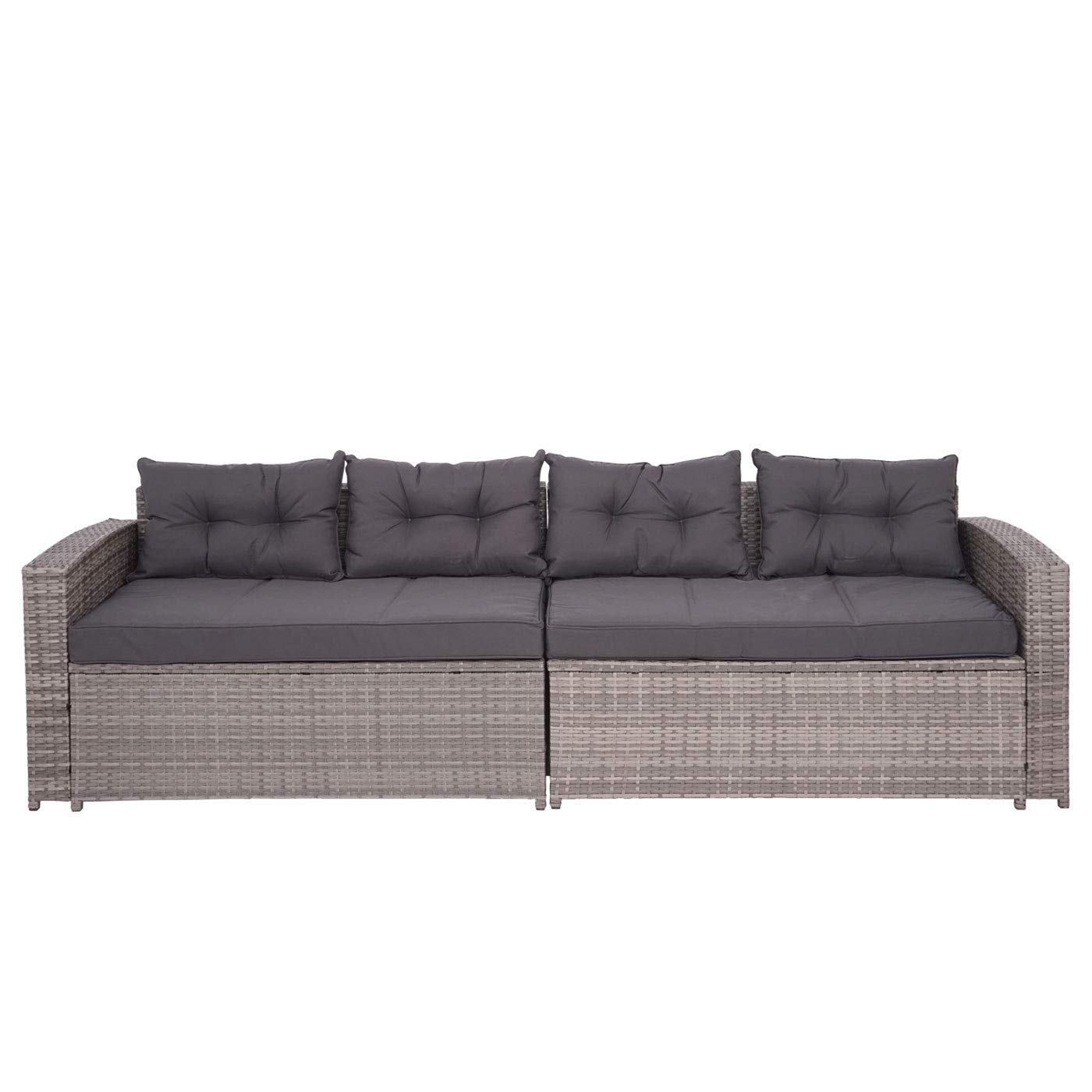Mendler Set salotto giardino esterno salottino HWC-J34 polyrattan grigio con cuscini grigio scuro
