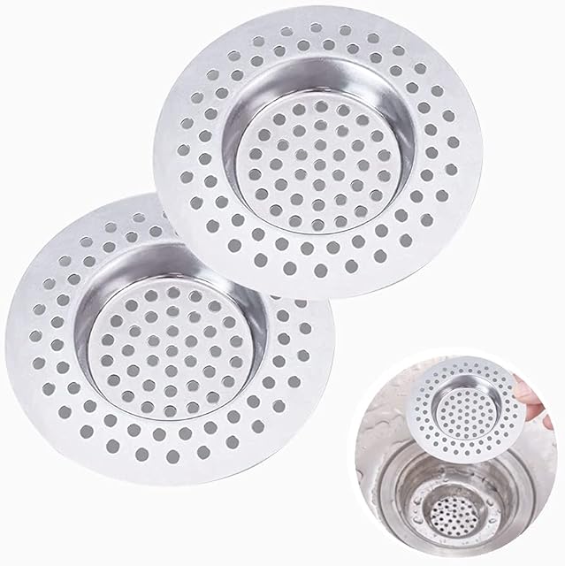 2 Pcs Sink Strainer, Stainless Steel Sink Strainer Plug, Drain Hair Catcher, Protector Shower Drain Cover, Sink Stopper Drain Filter for Kitchen, Bathtub, Bathroom, 3.07 "/ 7.8 cm